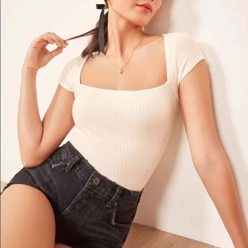 Reformation Bardot top in cream Size M
